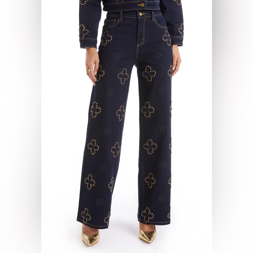 The Noli Shop Women's Studded Dark Blue Jeans, Size 28 ( US 6 )